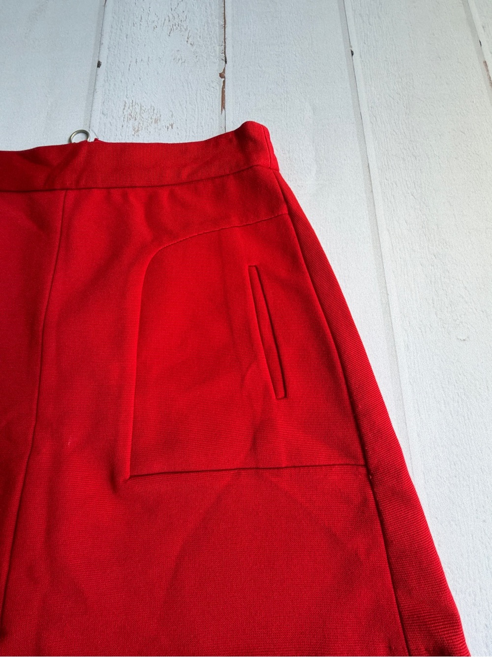 Anthropologie Maeve Red Ponte Knit A-Line Mini Skirt Pockets Size 2 - Picture 2 of 6